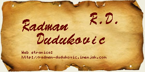 Radman Duduković vizit kartica